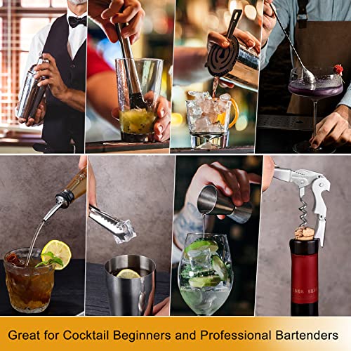 30pcs Mixology Bartender Kit with Stand, Secilla 25oz Bar Set Cocktail Shaker Set, Professional Bartending Kit Home Bar To...