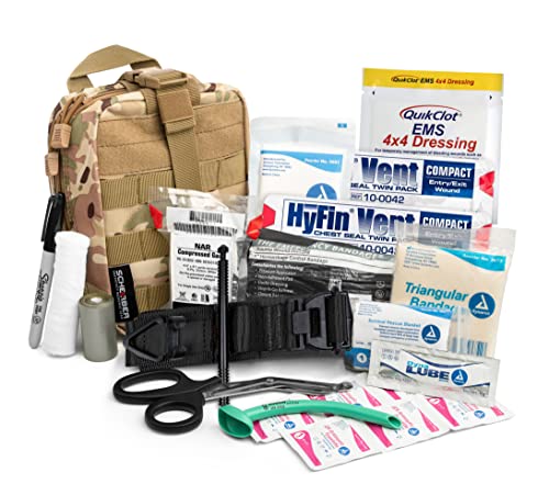 Scherber Premium IFAK Kit Trauma Pack | HSA/FSA Approved | SOF Tourniquet, QuikClot 4x4 HyFin Chest Seal, Israeli Bandage...
