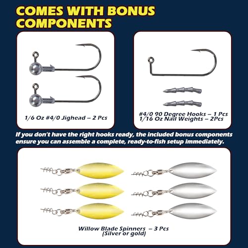 MYSOAS Soft Plastic Swimbaits Kit 4.33in | 1⁄2oz, Soft and Durable PVC Minnow Bait, Versatile Rigs for Freshwater & Saltwa...