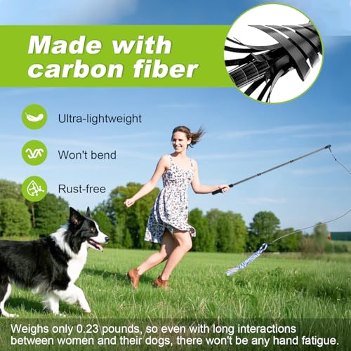 Msnaile Carbon Fiber Flirt Pole for Dogs, 0.23 Pounds Lightweight Dog Flirt Pole for Large Medium Small Dogs, Telescopic F...