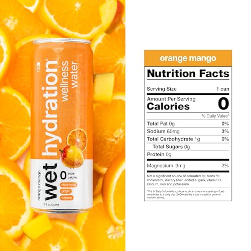 Wet Hydration - Functional Hydration Beverage - Flavored Water, Sugar-Free, Gluten-Free, No Artificial Ingredients (Orange...