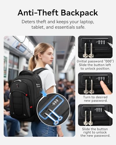 CROSSGEAR Large Travel Laptop Backpack 17.3" Water-resistant Daily Backpacks Durable Business Computer Bookbag Office Lapt...