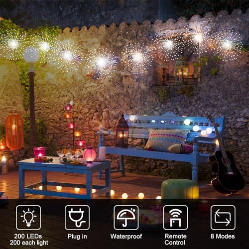 DoonDar 5 Pack 1000 LED Plug in Firework Lights Starburst Lights for Christmas Garden/Patio/Wedding/Party/Bedroom Outdoor ...