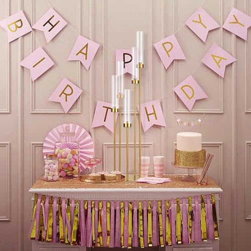 Fullvaseer 5 Arm Candelabra with Acrylic Lampshade Set of 4 Gold Candelabra for Wedding Table Birthday Party Home Decorati...