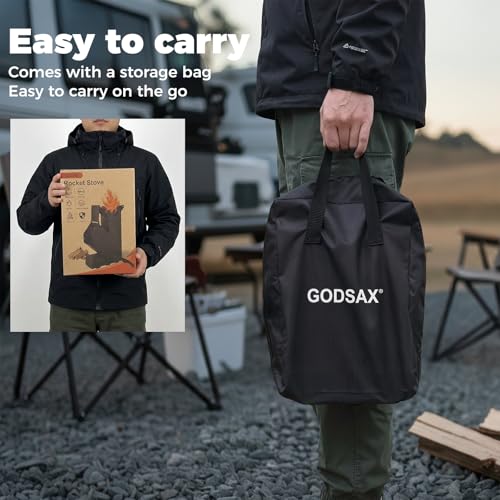 Rocket Stove for Cooking Portable Wood Burning Wood Fire Camping Backyard Cooking Outdoor Events BBQ Comes with Storage Bag