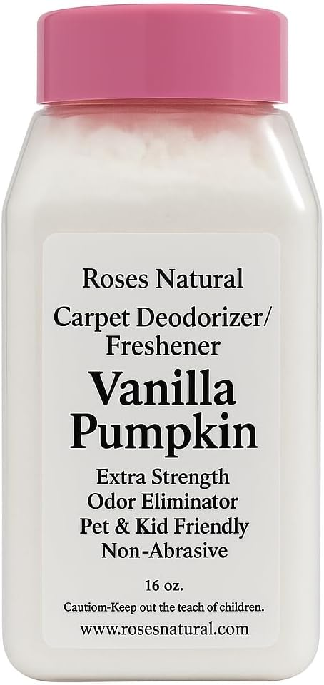 Vanilla Pumpkin Carpet Deodorizer and Freshener, Extra Strength Odor Eliminator, Pet and Kid Friendly, Non-Abrasive, 16 oz