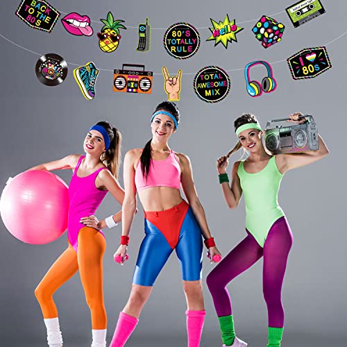 Blulu 80s Party Decorations, 80s Theme Birthday Party Supplies Banners Door Cover Photo Booth Props Hip Hop Backdrop Table...