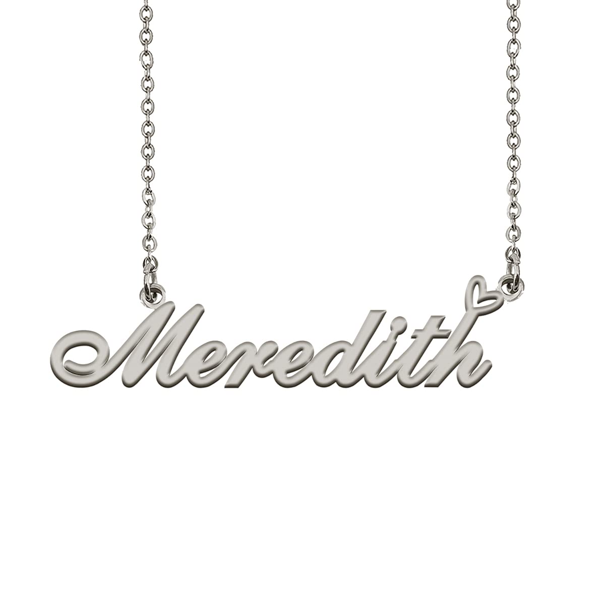 HUAN XUN Initial Name Necklaces Silver for Women Meredith Necklace Heart Pendant Jewelry for Christmas