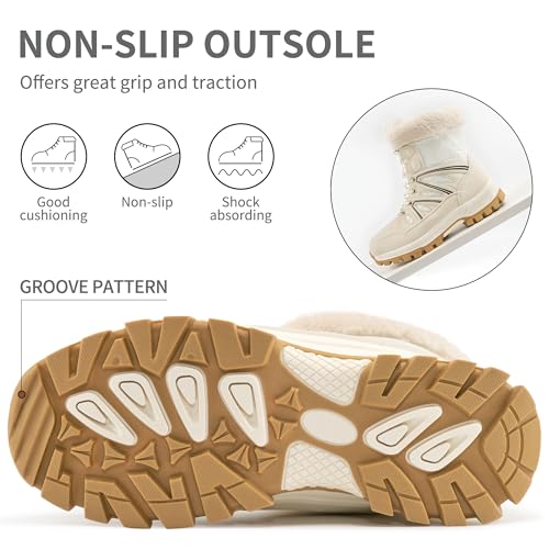 Diarilip Snow Boots for Women Winter: Womens Warm Fur Lined Mid Calf Booties Waterproof Non Slip Comfort Boot for Hiking W...