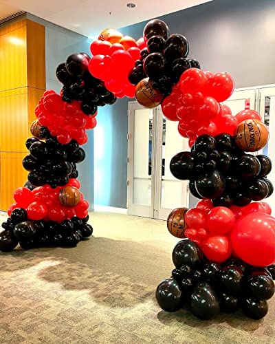 Bezente Red Black Balloons Garland Kit,100Pcs Black Red Balloons and Red Black Confetti Balloons Arch for Wedding Birthday...