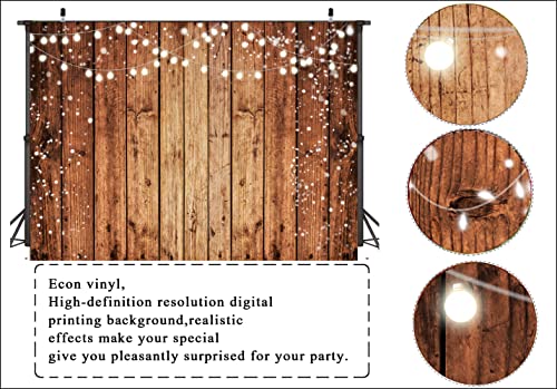 LTLYH 8x6ft Brown Wood Photography Backdrop Photographers Brown Photo Backdrop Retro Wood Wall Backdrop Baby Shower Birthd...