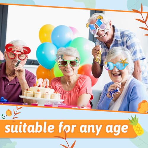 24 Pcs Luau Sunglasses - Funny Hawaiian Glasses for Tropical Beach Themed Party Supplies - Plastic Eyeglasses for Photo Bo...