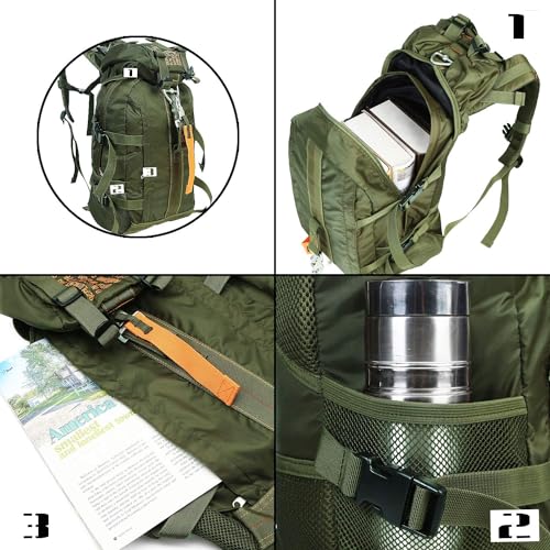 PAIWPHLI Tactical Backpack Flight Parachute Pack Large Lightweight Travel Backpack with Molle for Outdoor (Green)