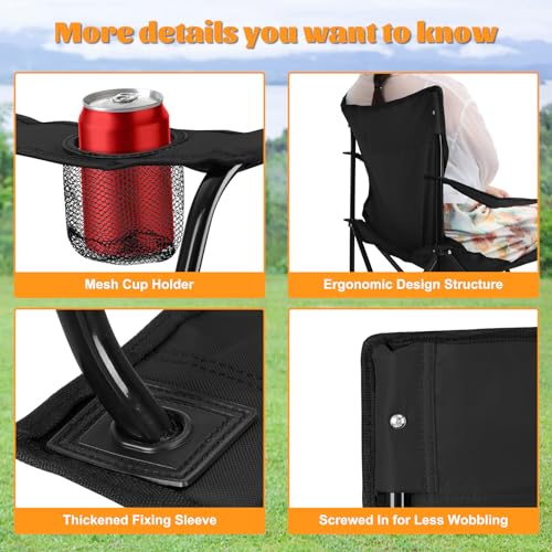 HaSteeL Camping Chairs 4 Pack, Oversized Folding Chair with Cup Holders for Adults, Portable Chair & Carry Bag for Outdoor...