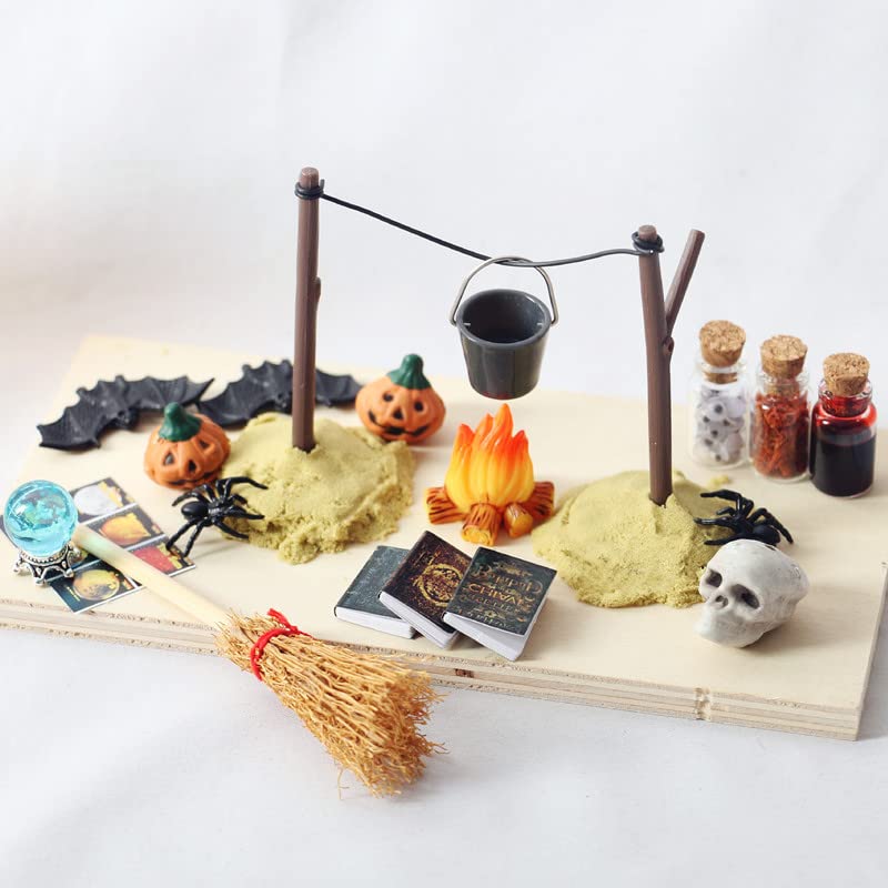 SXFSE Dollhouse Decoration Accessories, 1:12 Dollhouse Ornament Mini Halloween Horror Decoration Set