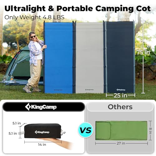 KingCamp Ultralight Camping Cot, Portable Folding Tent Camping Bed, Heavy Duty Sleeping Bed with Pillow for Adults Outdoor...