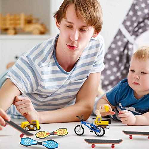 Gejoy 31 Pieces Mini Finger Toys Set Finger Skateboards for Kids Mini Bikes Tiny Swing Board with Replacement Wheels and Tools Fingertip Movement Party Favors for Kids Gifts for Ages 6 and up