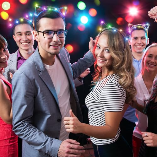 WILLBOND 40 Pcs LED Cat Ears Headband Cute Glow Light up Cat Headband Kitty Ears for Women Lady Festival Birthday Party