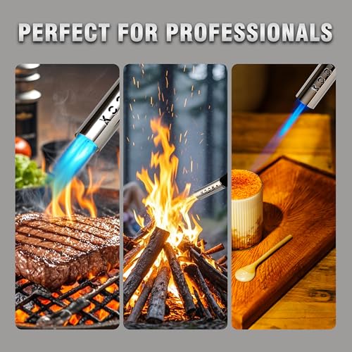 KOOKCOOK Propane Torch Head,Powerful 4-Flame Blow Torch Head Trigger Start Propane Torch with Igniter MAPP Gas Torch Kit G...