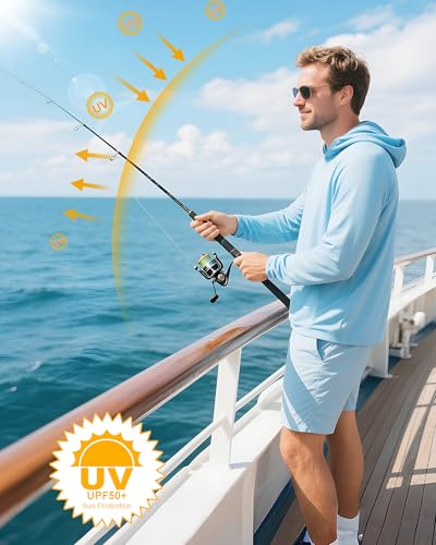 Runhit UPF 50+ Fishing Shirts for Men Long Sleeve Sun Protection Hoodie Lightweight Outdoor Workout Hiking Running Rash Guard