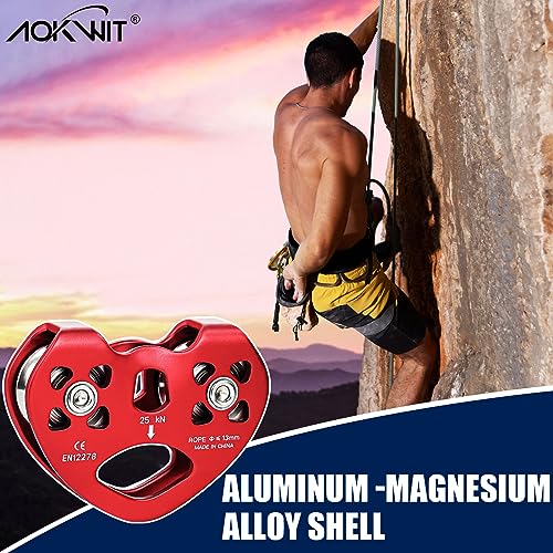 Zipline Pulley 25kn Aluminum Stainless Steel Roller Double Tandem Dual Trolley Ropes 8-13mm Climbing Pulley Cable Rope Hea...