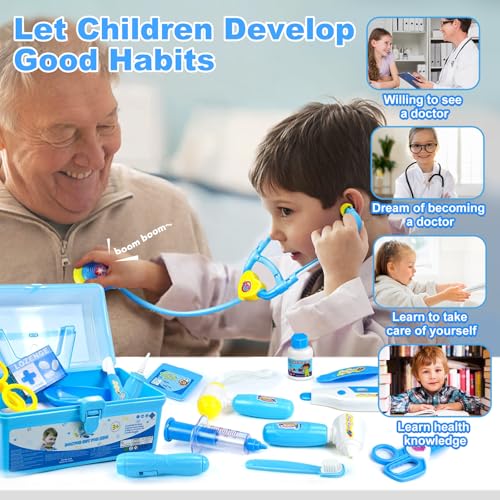 Doctor Kit for Toddlers 3-5 Year Old Kids Girls Boys Toys Pretend Play Dress Up Educational Dentist Doctor Set Costume Ste...