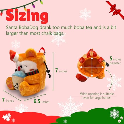 Rock Climbing Chalk Bag + Refillable Ball – Boba Dog Plush Animal Bag