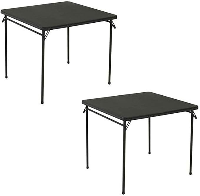 Cosco Square Folding Table 34" Black Steel, Steel Frame, Vinyl