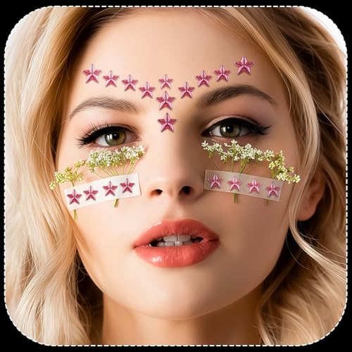 3 Sheets Self Adhesive Face Gems Stickers, Hair Gems Face Jewels Eye Jewels Rhinestones Festival Essentials Rave Accessori...