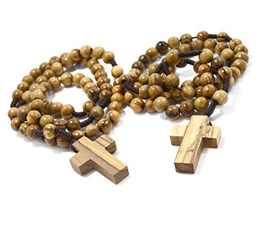 Bethlehem 2-Pack Certified Wooden Rosary from Olive Wood - Our Father Christian Catholic Wooden Prayer Beads in Cotton Rosary Po