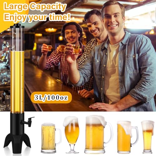 Mumufy 6 Pcs Drink Tower with Ice Cube 3 L/ 101 oz BEER Dispensers for Parties Tabletop Mimosa Tower Margarita Tower for B...