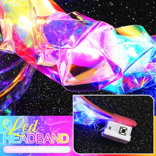 GORTIN Light up Headband LED Neon Headpiece Mardi Gras Rave Costume Hair Accessories for Women
