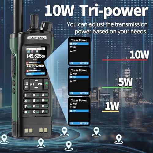 BAOFENG UV-32 Ham Radio Long Range 10W Rechargeable Walkie Talkies UV32 5RM K5 Handheld Two Way Radio NOAA Weather with GPS,APP Programming,Copy Frequency,USB-C Charging for Survival Gear Cruise,2Pack