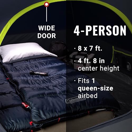 Coleman 4/6/8/10 Person Skydome Dark Room Tent with Rainfly, 5 Minute Setup, Blocks 90% of Sunlight, 20% More Headroom Tha...