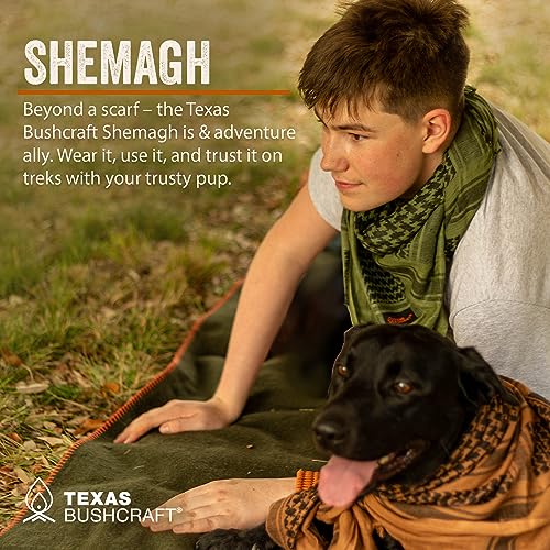 Texas Bushcraft Tactical Shemagh - Authentic Keffiyeh 100% Cotton for your Camping, Hiking and Backpacking Gear