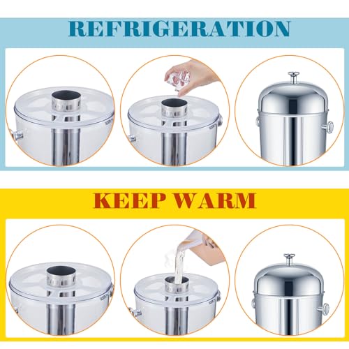 Gisafai 2 Pcs 2 Gallon Drink Dispensers for Parties, Beverage Dispenser with Stand, Stainless Steel Hot Cold Juice Dispens...