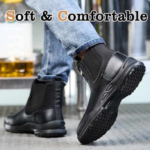Nutropa Non Slip Work Boots for Men Waterproof Oil Resistant Lightweight for Food Service Shoes Kitchen Chef Shoes Casual ...