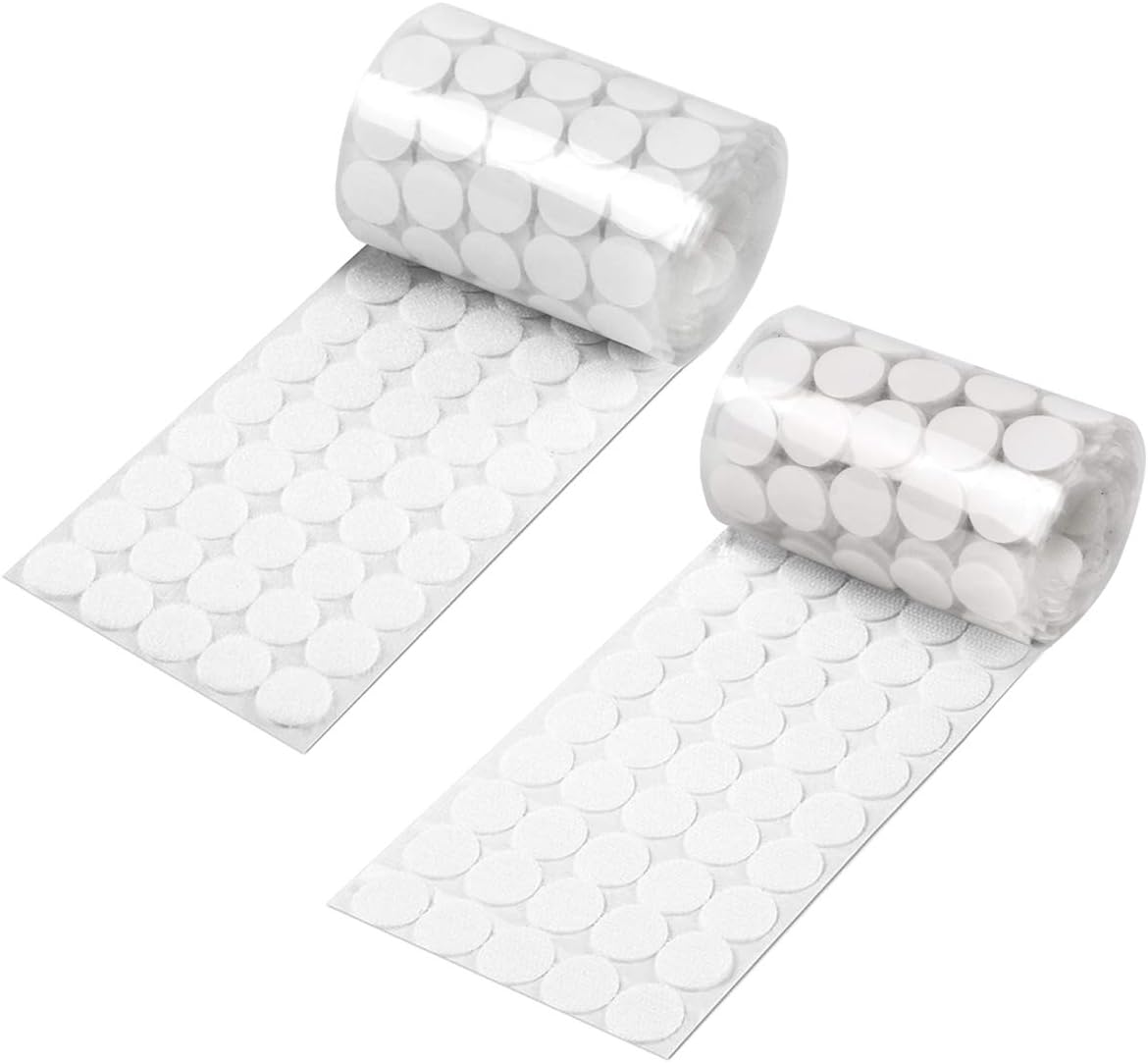 Self Adhesive Dots,350pcs(175 Pairs) 0.59 Inch Diameter Strong Sticky Back Hook Nylon, 15mm Loop Strips with Waterproof Glue Tapes, Perfect for School Classroom,Office, Home(White)