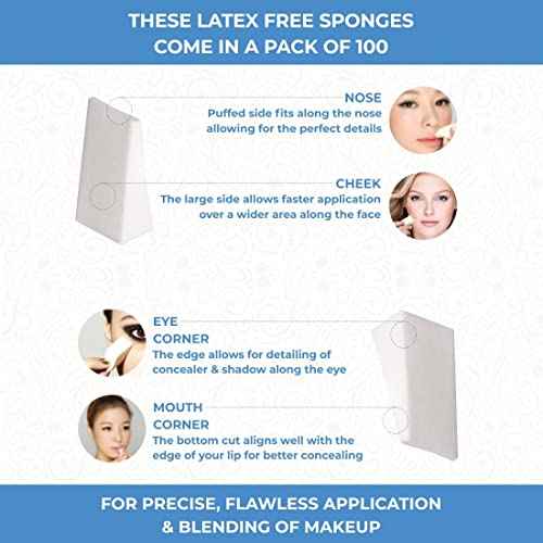 ForPro Professional Collection Beauty Wedges, Latex Free Foam Sponges, Makeup Blenders for Powder and Liquid Makeup, 100-Count