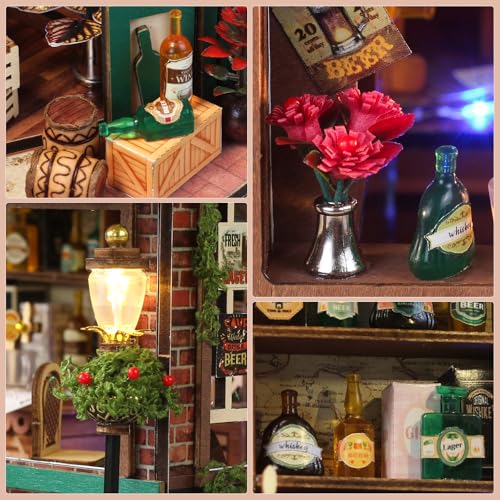 Foyucool Miniature House Kit, DIY Miniature Dollhouse Kit, Mini House Building Kits with LED, Unique Gift for Birthday Chr...