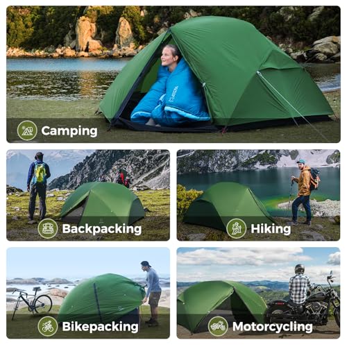 ATEPA Voyage 1-2 Person Backpacking Tent, 4 Season Ultralight Compact Tent, 4000mm Waterproof 20D Nylon Rainfly & Aluminum...