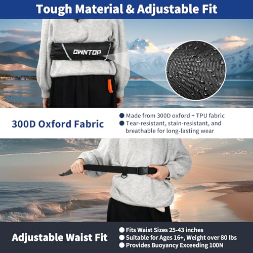 Owntop Manual Inflatable Belt Pack, Adults Swim Jacket with Blowpipe & Whistle, 24g CO2 Cylinder Included, Low Profile for...
