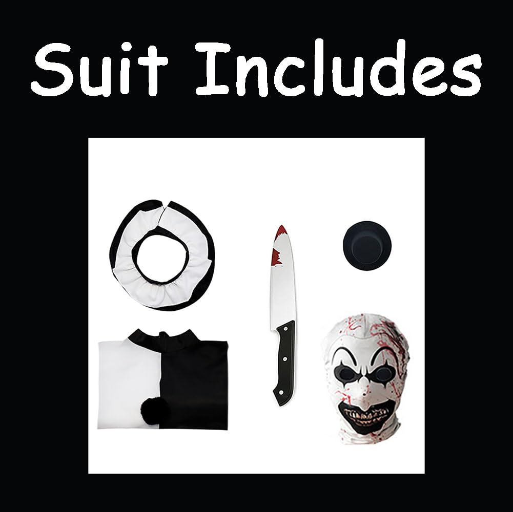 ETEBAS Clown Costume Cosplay Clown Movie WIth Head Cover Adult Halloween(S)
