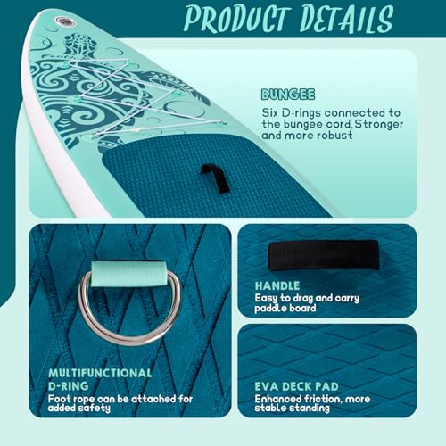 FEATH-R-LITE Inflatable Ultra-Light 10'×30''/10'6''×33'' Stand Up Paddle Board for All Skill Levels with Premium SUP Paddl...