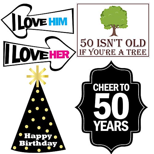 50th Birthday Photo Booth Party Props - 40 Pieces - Funny 50th Birthday Party Supplies, Decorations and Favors