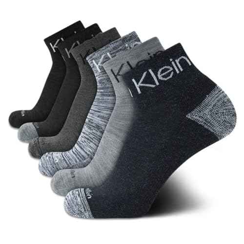 Calvin Klein Mens High Quarter Socks - 6 Pack Breathable Soft Cushioned Mini Crew Athletic Socks for Men (Shoe Size: 7-12)