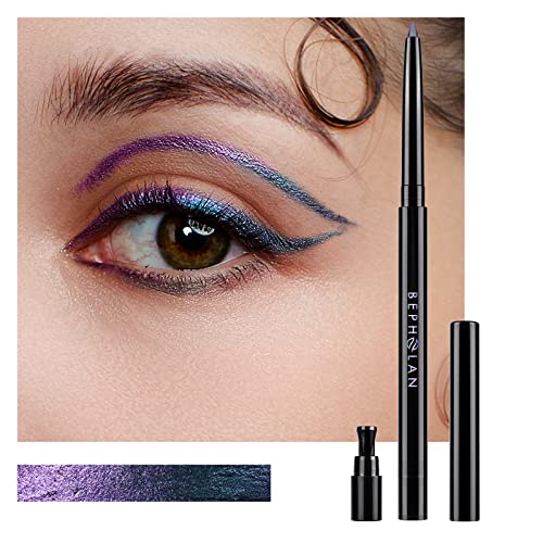 BEPHOLAN Metallic Eyeliner, Blue Purple Shifting Colors Glitter Waterproof Eyeliner, 24h Long-Lasting Pen, Purple-Blue (NO...