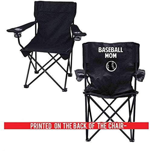 VictoryStore Outdoor Camping Chair - Baseball Mom Black Folding Camping Chair with Carry Bag