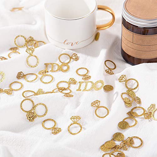 Gold Wedding Table Confetti,Glitter Paper Diamond Ring Confetti, I Do Engagement Party Table Scatter,Bachelorette Bridal S...