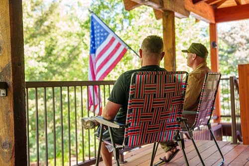 MOUNTAIN SUMMIT GEAR Retro Webbed Camping Chair - Lightweight, Foldable, Durable Steel Frame, 300lb Capacity, Vintage Red/...